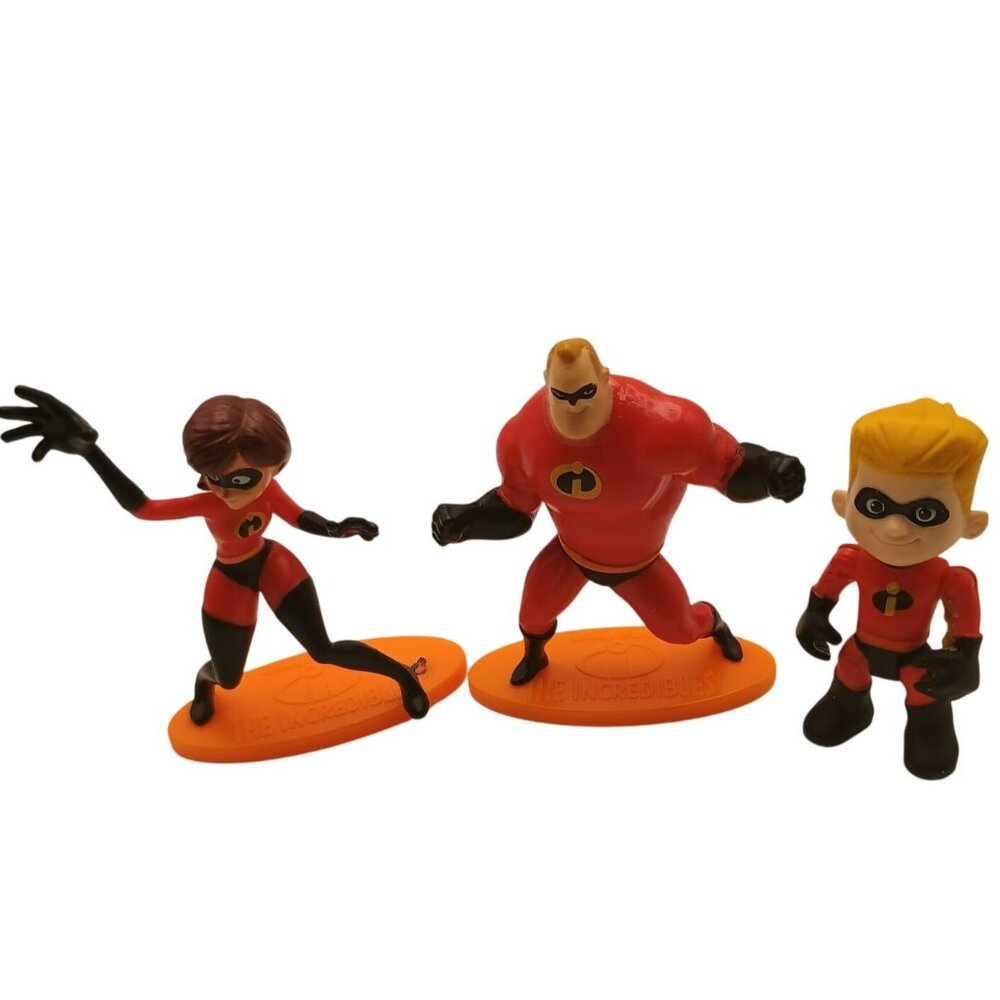 Disney Pixar The Incredibles Mini Figures Set Of 3 - Mr. Incredible Elastigirl &